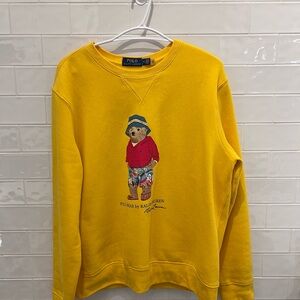 Ralph Lauren Yellow Crewneck Sweater with Bear Graphic